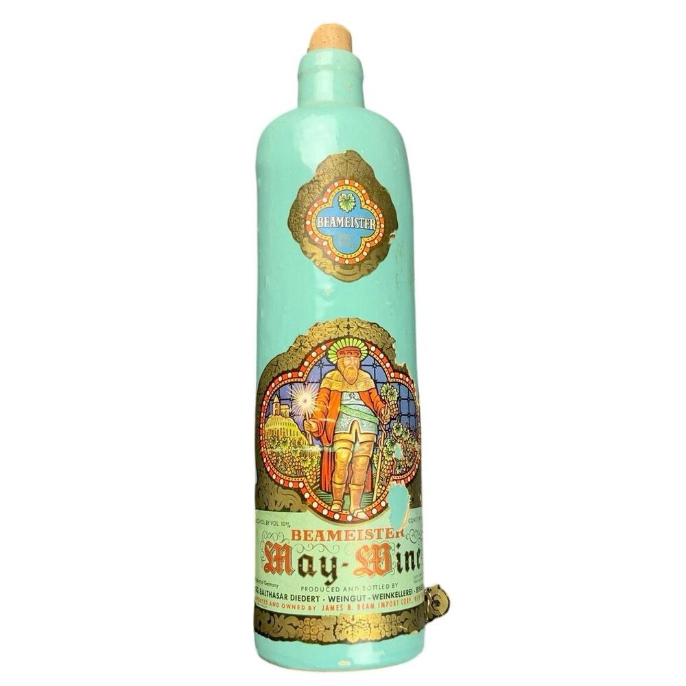 Vintage Beameister May Wine German Ceramic Bottle Jim Beam Turquoise Cork